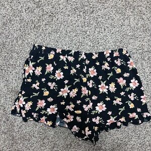 American Eagle Outfitters High Waist Black and Floral Shorts